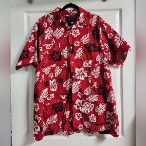 Hawaiiabera Mens Red Floral University Of Alabama Button Up Shirt Size XL
